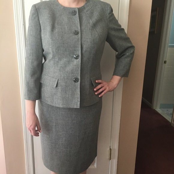 Tahari Dresses Gray Skirt Suit Poshmark